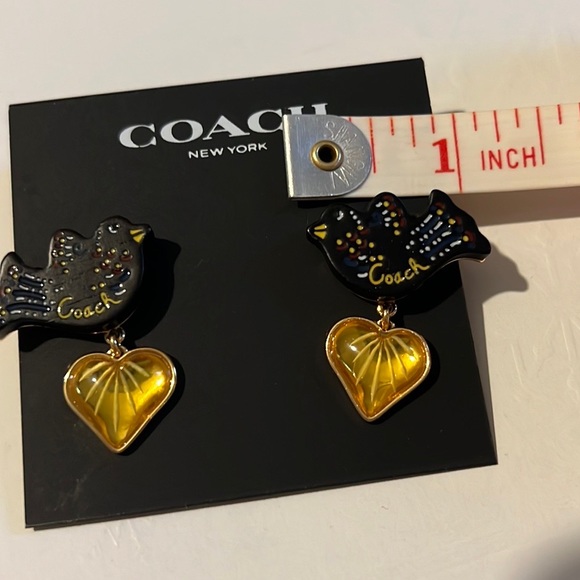 Coach Bird Heart drop Earrings NEW out of stock - Picture 6 of 9